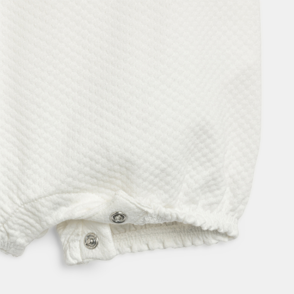 أفرول قصير قطني فاخر أبيض للطفلة الرضيعة